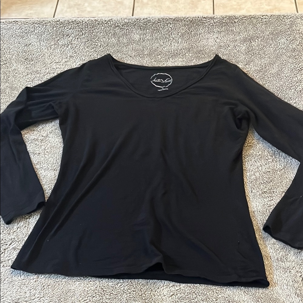 INC International Concepts Black Fitted Blouse